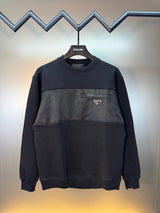 PRADA Hoodie New Classic Metal Triangle Logo Patchwork Craft Round Neck Sweatshirt Long Sleeve Base Shirt Jacket Top Fashion Unisex Sports Casual Loose Versatile Autumn Winter New Arrival
