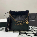 Chanel Women's Bag Top version 【**Original Leather Surrogate Shopping Edition】23B New22bag Teddy Bear Lamb Wool Garbage Bag Autumn and Winter22bag Small Size Large Size Plush Tote Bag Shopping Bag