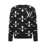 Louis Vuitton LV Sweater Fully covered logo Jacquard Crew Neck Sweater Long Sleeve Pullover Thickened Lazy Style OS Loose Fit Unisex Knit Top Jacket Versatile Casual Wearable Inside and Outside