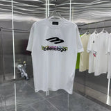 Balenciaga T-shirt Chest Engraved Letter Print logo round Neck Short Sleeve25ss New pure cotton T Unisex T-Shirt OS Drop Shoulder Loose Fit Base Shirt Top T-Shirt Short Sleeve