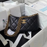 Chanel Women's Bag Top version 【Surrogate Shopping Version Original Leather】Season New24Cl/Small New Caviar Cowhide Double c Chain hobo Shoulder Bag Underarm Bag Color Chain Version hobo Bag AS4612AS4597