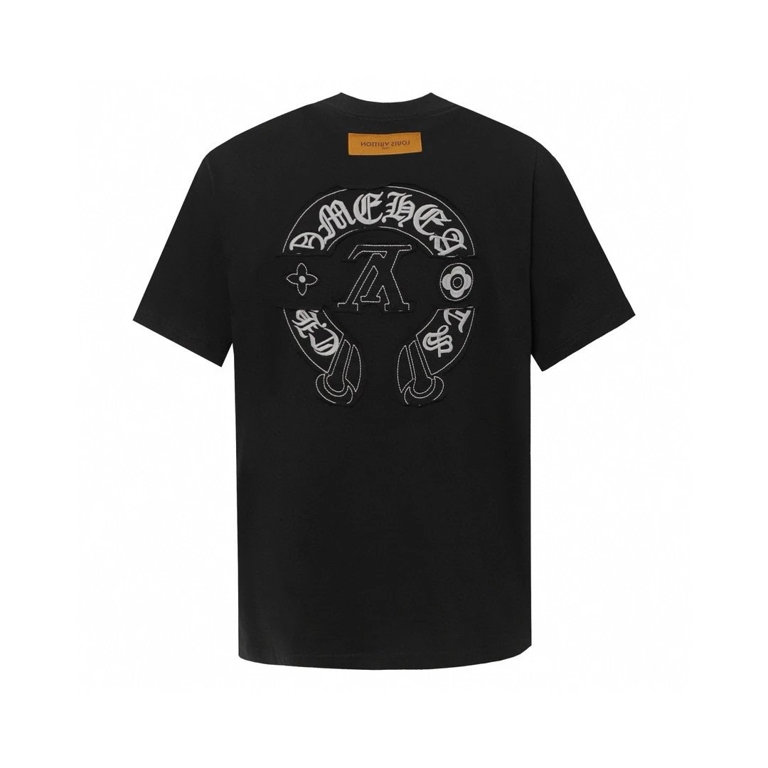 Louis Vuitton LV T-shirt Front patch with Sanskrit text on the back logo round Neck Short Sleeve25ss New Pure Cotton Unisex Style T T-shirt OS Loose Fit Base Shirt Short Sleeve T-Shirt Top