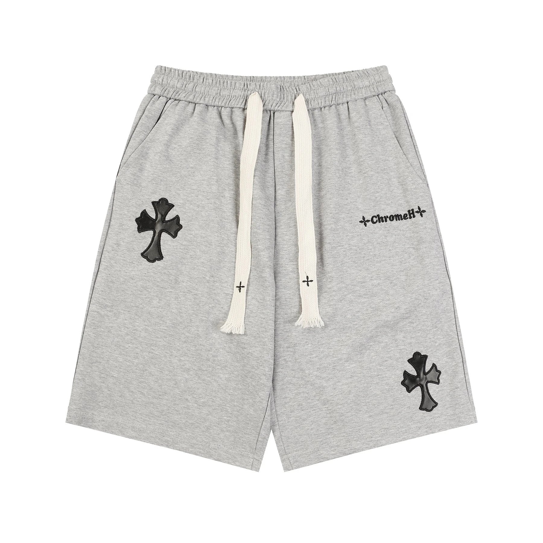 Chrome Hearts Shorts Front Leather Patch logo Five-point Shorts25ss New Drawstring Casual Summer Pants American Style5Two-in-One Casual Sweatpants for Men and Women, Pure Cotton Joggers