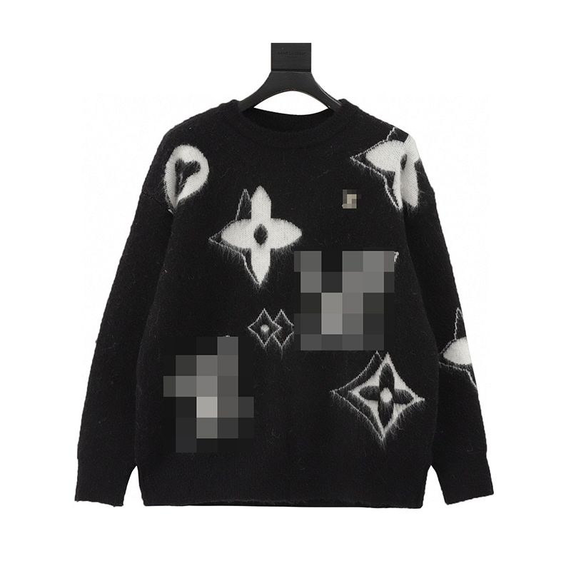 Louis Vuitton Lv sweater Pin Hot Drilling logo Jacquard Blended Mohair Pullover Sweater for Men and Women