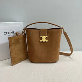 Celine women's bag Top version 【Highest Version Original Leather】24S New Louise Bucket Bag Medium28cm Arc De Triomphe Portable Bucket Bag Commuter Bag Handbag Women's Bag Shoulder Messenger Bag Matching Wallet Coin Pocket116613