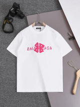 Balenciaga T-shirt 3D Embroidered Color-Block Patchwork Round Neck Short Sleeve25ss New Pure Cotton Unisex Style T Casual T-Shirt Base Layer Shirt OS Loose design