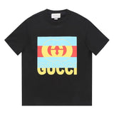 Gucci T-shirt Striped Chest Double G Letter Printing logo round Neck Short Sleeve25ss New Pure Cotton Unisex Style T Casual T-Shirt Base Layer Shirt OS Loose Fit Half Sleeve Top Plus Size