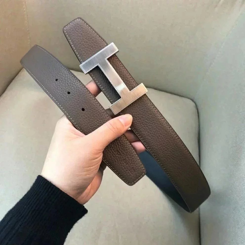 Hermes Belt Top version New High Quality Belt Men's and Women's First Layer Cowhide Belt3.8Double-Sided Available Belt