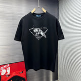 PRADA T-shirt Chest Pipe Print ogo round Neck Short Sleeve25ss New pure cotton T Unisex T-Shirt OS Loose Fit Base Shirt Top Half Sleeve T-Shirt