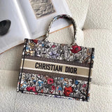 Dior Women's Bag Top version Same Style as Stars2023New Product BookTotemini Tote Bag Houndstooth Mini Small Sized Large Canvas Embroidered Shopping Bag Handbag Shoulder Bag Women's Bag