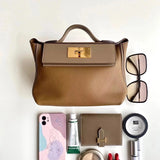 Hermes women's bag Top version Positive pin Quality KellyMini2424mini2424Wax Line Handmade evercolor Leather fabric Swift Small Leather Satchel21cm Women's Shoulder Bag