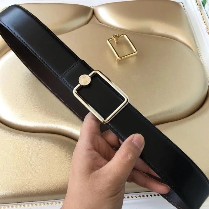 Hermes Belt Top version Double-Sided Cowhide Men's Women's Belt Genuine Leather Business Man's Belt Italy Imported First Layer Cowhide Leather Pure Original Leather Pure Steel Buckle h Home Pant Belt3.8Wide