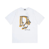 Dior T-shirt Front Yellow Label Graffiti Ink Splash Print logo round Neck Short Sleeve25ss New Pure Cotton Unisex Style T T-shirt OS Loose Fit Base Shirt Top Half Sleeve T-Shirt