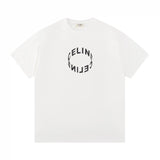 Celine T-shirt Chest Letter Print logo round Neck Short Sleeve25ss New Pure Cotton Unisex Style T T-shirt OS Loose Fit Base Shirt Top Half Sleeve T-Shirt
