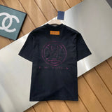 Louis Vuitton LV T-shirt Back Washed Vintage Patch Laser Embroidery logo round Neck Short Sleeve25ss New pure cotton T Unisex T-Shirt OS Drop Shoulder Loose Fit Base Shirt Top T-Shirt Short Sleeve