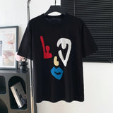 Louis Vuitton LV T-shirt Front and back letter pattern print logo round Neck Short Sleeve25ss New pure cotton T Unisex T-Shirt OS Loose Fit Base Shirt Top Half Sleeve T-Shirt