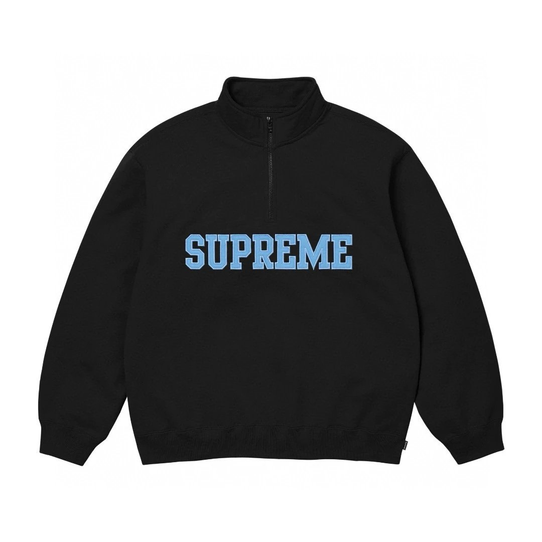 Supreme Hoodie Top Version Fashion Brand Fleece-Lined Crew Neck Sweater Machine Embroidery Sweater Couple Wear Men and Women Same Style Pullover Crew Neck Sweater