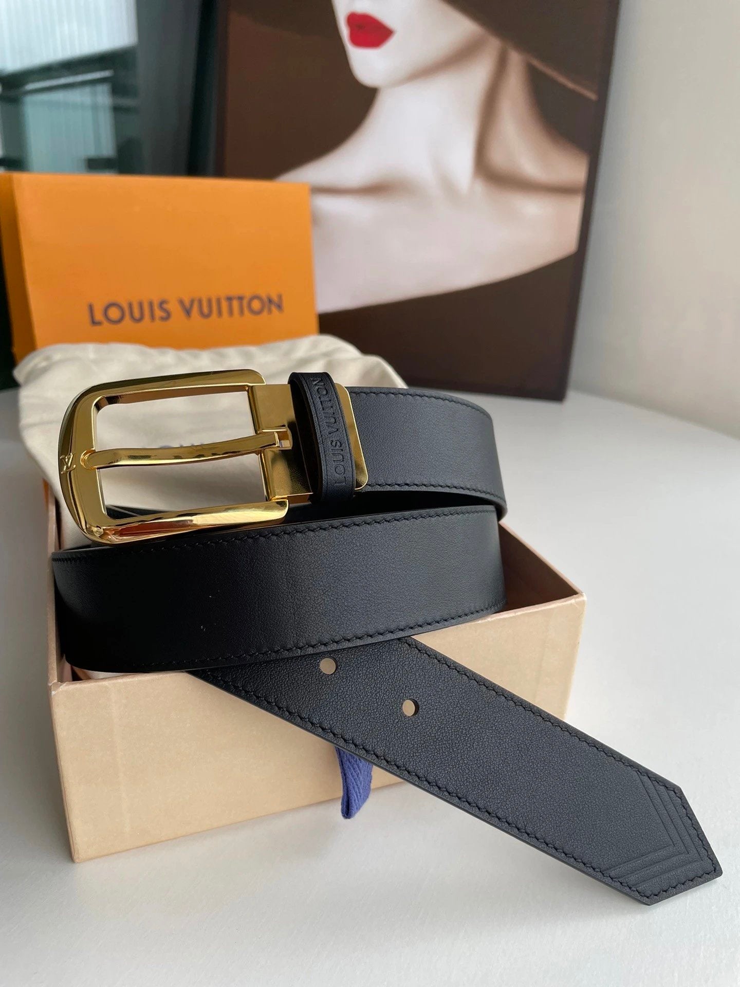Louis Vuitton LV Belt Top version 【Counter Quality】The Most New Belt3.5cm Men's Belt Pin Buckle Men's Leather Belt with Classic Presbyopic Checkered Belt with Genuine Goods Packaging No Problem in and out of the Counter Versatile Casual Fashion Formal Wea