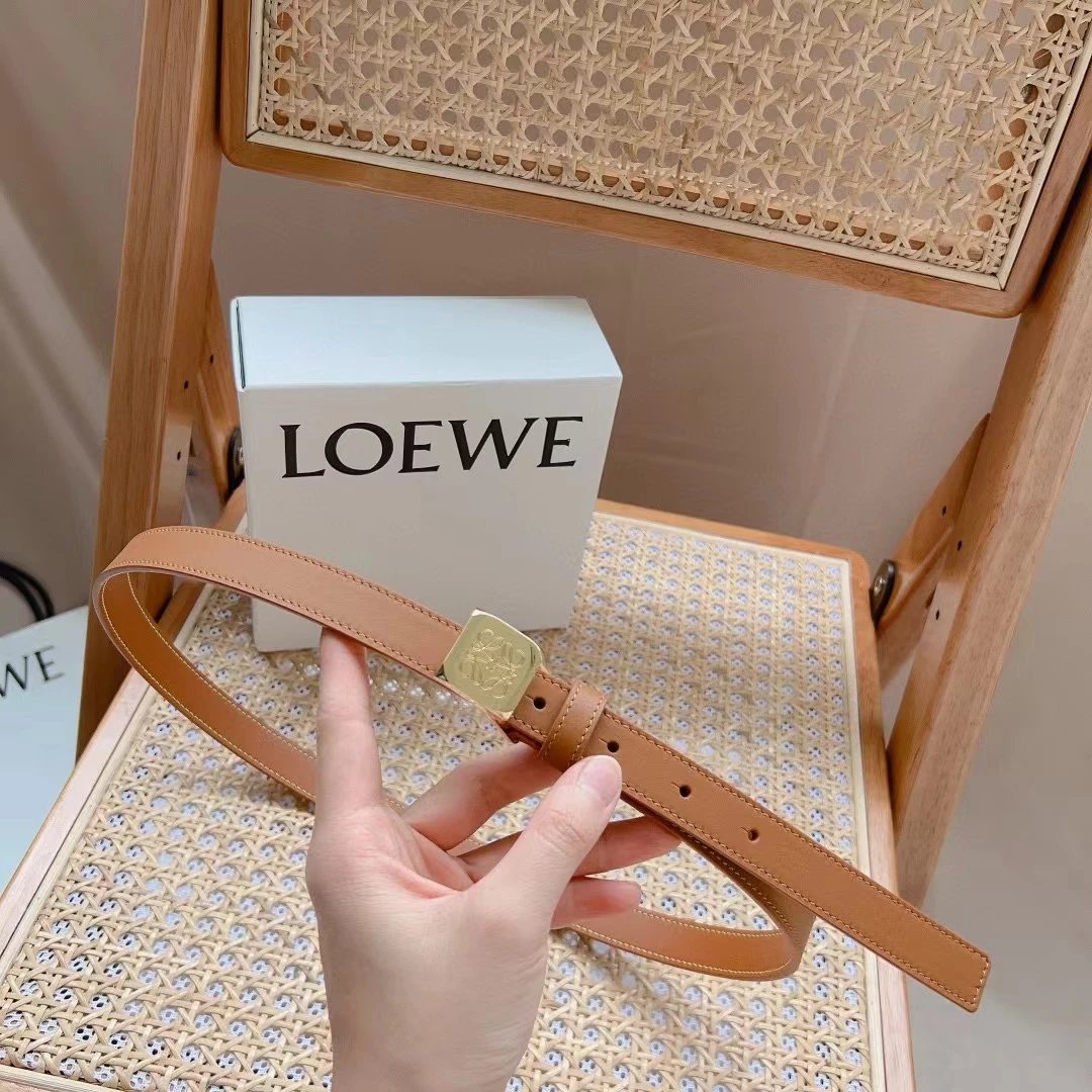 LOEWE Belt Top version 【Original Order】Women's Original Single New Cream Gentle Belt2.0cm Boutique Letter Buckle Official Network Synchronization New Selected Imported First Layer Calfskin New Versatile Detail Line Ladies Belt Counter New Waist Belt Belt