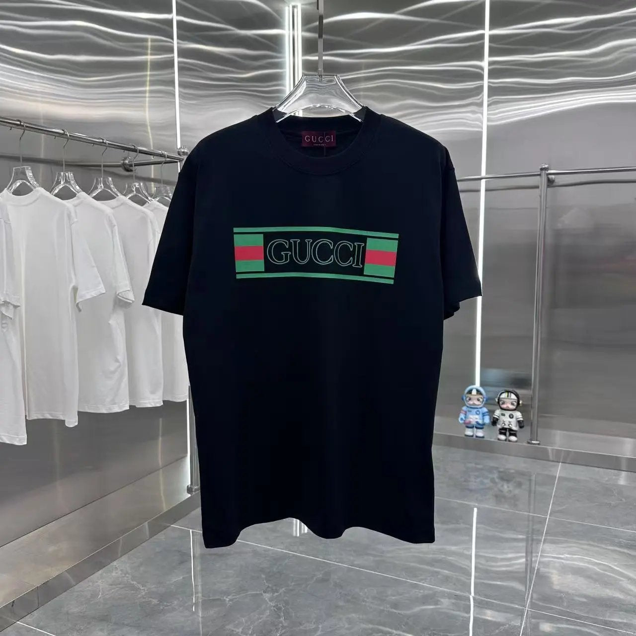 Gucci T-shirt Unique Letter Print on Chest logo round Neck Short Sleeve25ss New Pure Cotton Unisex Style T T-shirt OS Loose Fit Base Shirt Top Half Sleeve T-Shirt