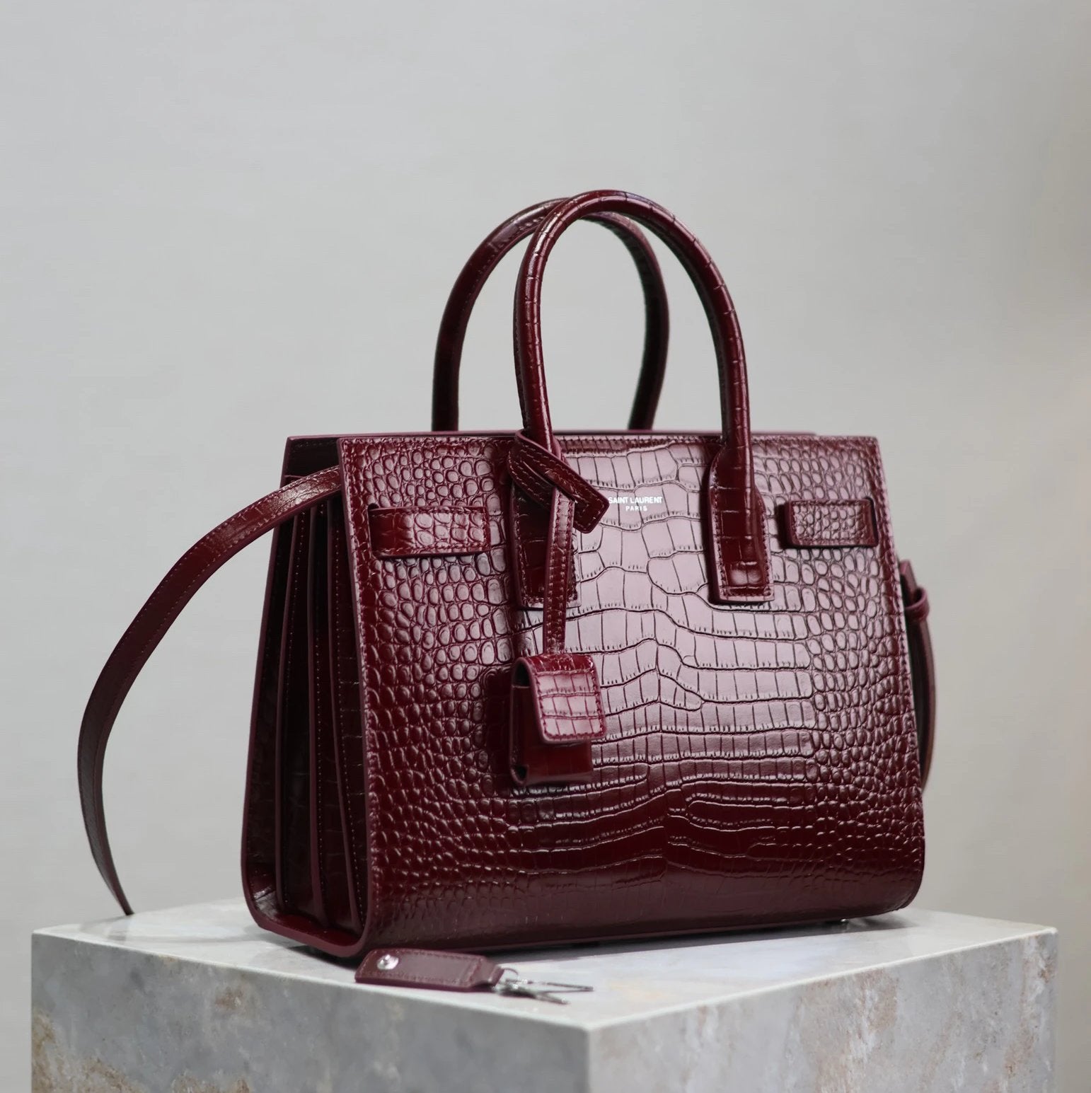 YSL Women's Bag Top version 【Super Original Leather】New File Holder Series sacdejour Tote Bag Crocodile Pattern Cowhide Portable Large Tote Tote Bag Yang Shulin SDJ File Holder Shopping Bag Women's Handbag Large Capacity Women's Bag Handbag