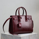 YSL Women's Bag Top version 【Super Original Leather】New File Holder Series sacdejour Tote Bag Crocodile Pattern Cowhide Portable Large Tote Tote Bag Yang Shulin SDJ File Holder Shopping Bag Women's Handbag Large Capacity Women's Bag Handbag