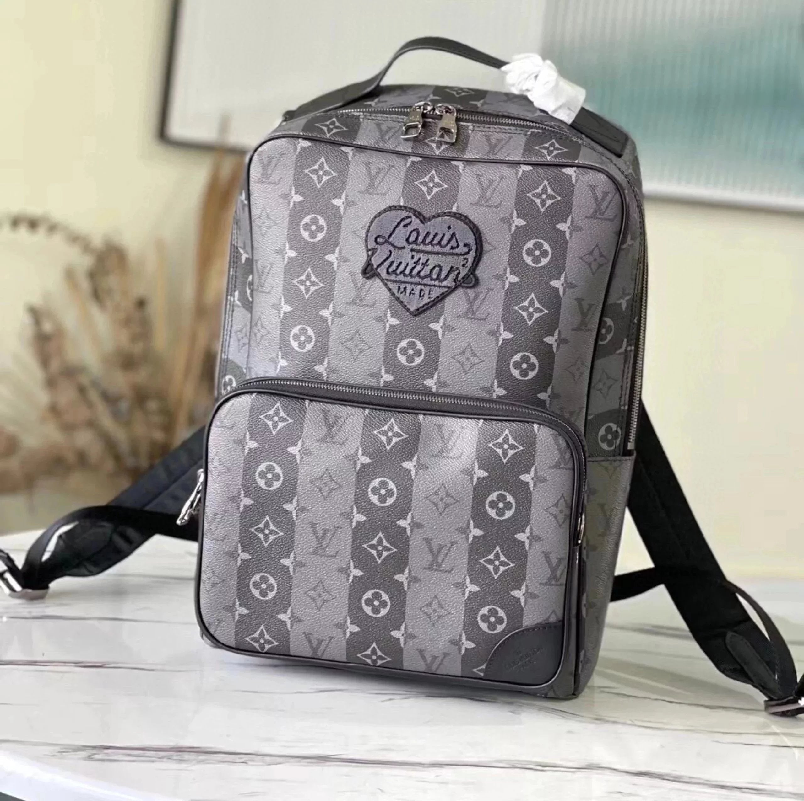Louis Vuitton LV Backpack Top version Version2022New men's bag M45962Black Stripes UTILITARY Backpack Stylish Bag Two-in-One Messenger Bag Backpack Schoolbag Backpack Casual Bag Handbag Clutch