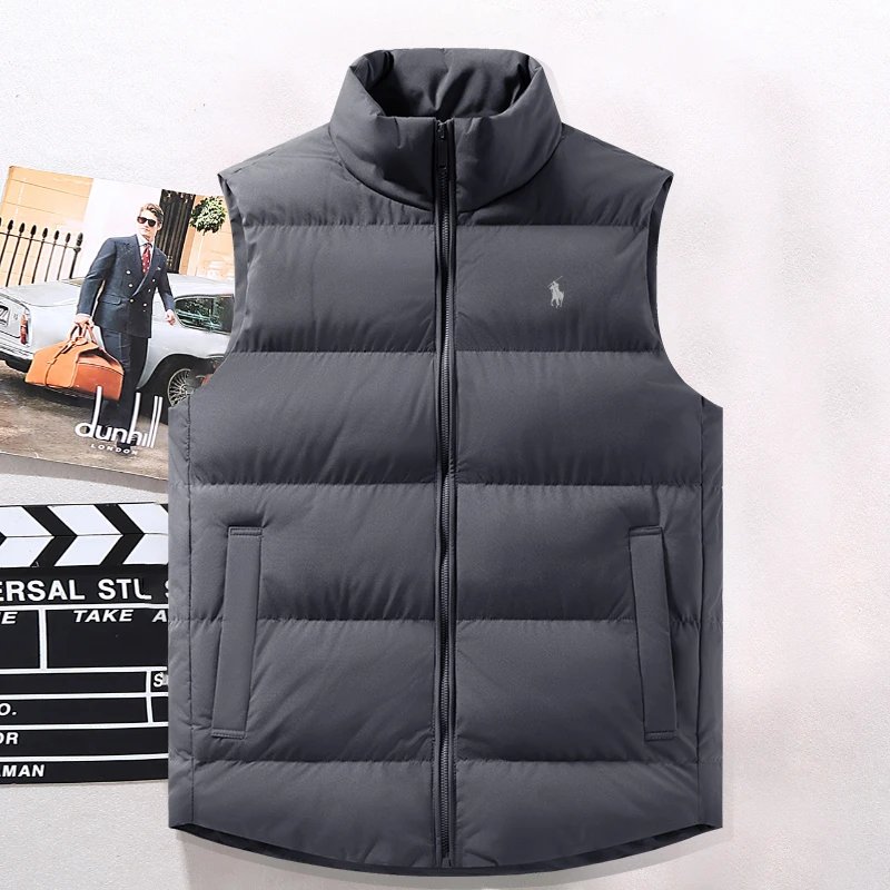 Ralph Lauren Vest Autumn and Winter down Cotton Vest Men's Outer Wear Stand-up Collar Thick Warm Back