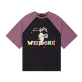 We11done T-shirt Top Version Special-Interest Fashion Brand Graffiti Printing Contrast Color Raglan Sleeve Men Loose Couple Short Sleeve T T-shirt Fashion