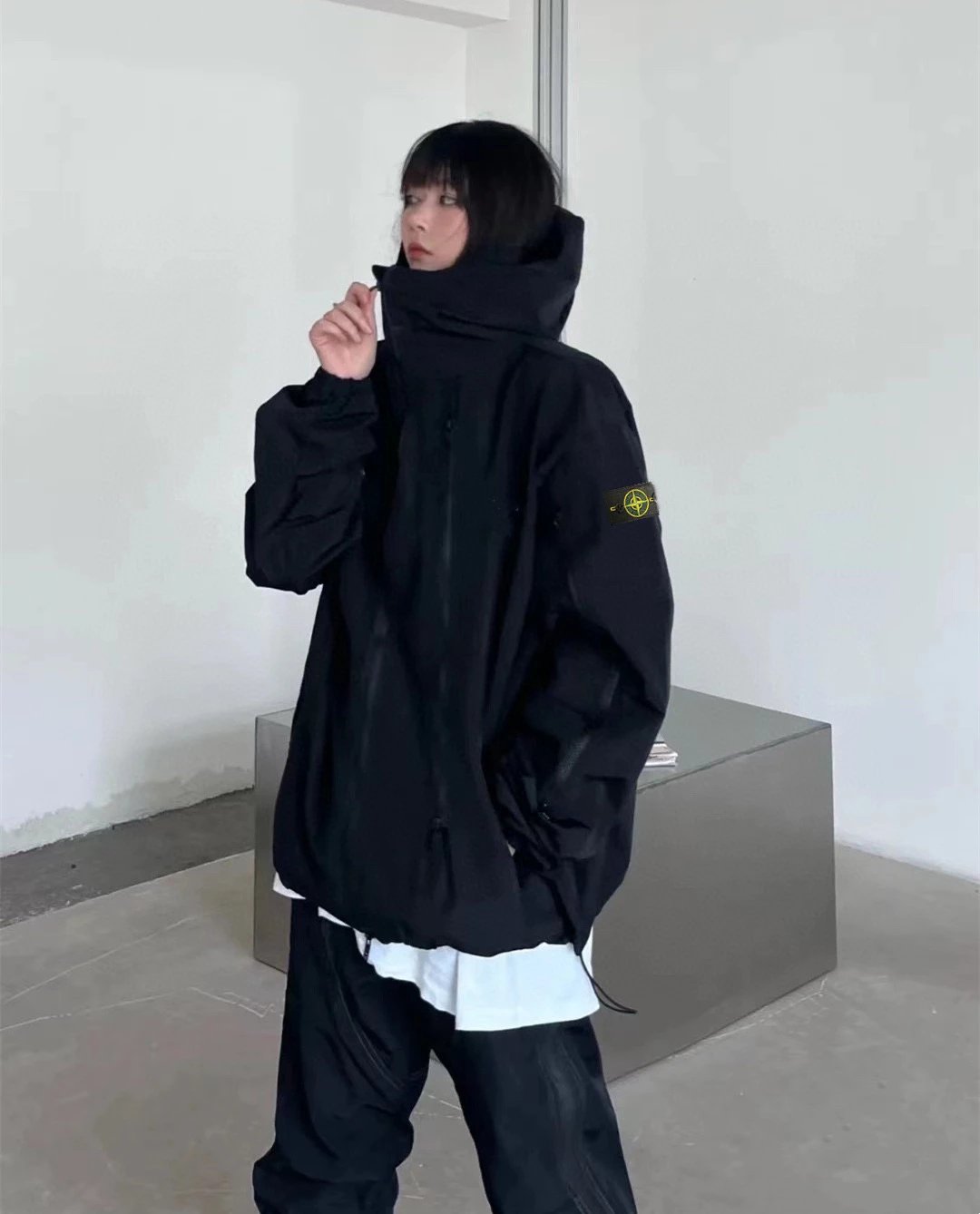 Stone Island Jackets Top Version Mechanical Style More Zipper Hooded Jacket Women's Jacket Men's High Street Tide Loose Windproof