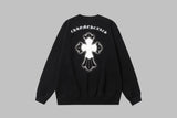 Chrome Hearts Hoodie Leather Label Fleece Lined Thickened Crewneck Sweatshirt Jacket OS Pullover Style B 100% Cotton Long Sleeve Unisex Loose Base Shirt Sports Casual Top