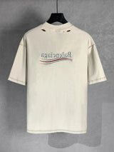 Balenciaga T-shirt Front and Back Cola Letter Embroidery logo round Neck Short Sleeve25ss New Pure Cotton Unisex Style T T-shirt OS Loose Fit Base Shirt Top Half Sleeve T-Shirt