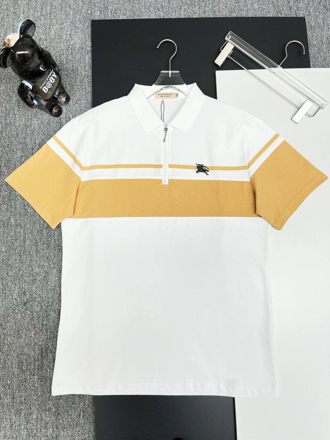 Burberry T-shirt Chest Stripe Embroidery logoPOLO Short Sleeve Turn-down Collar Shirt Unisex Summer Loose Fit T Business Commuter Short Sleeve Shirt Plus Size