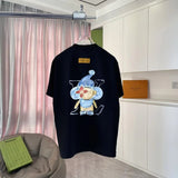 Louis Vuitton LV T-shirt Cartoon Floral Letter Print on the Back logo round Neck Short Sleeve25ss New pure cotton T Unisex T-Shirt OS Drop Shoulder Loose Fit Base Shirt Top T-Shirt Short Sleeve