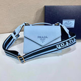 PRADA Bag Top version Original Order Latest saffiano Retro Women's Woven Cloth Embroidered Crossbody Bag Casual Horizontal Small Square Bag European and American Shoulder Bag Handbag Women's Bag Women's Bag1BD317