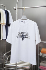 Louis Vuitton LV T-shirt Early Spring New Style Front Letter Print logo round Neck Short Sleeve25ss New Pure Cotton Unisex Style T T-shirt OS Loose Fit Base Shirt Short Sleeve Top T-Shirt