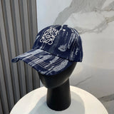 LOEWE Hat Ripped Embroidery logo Baseball Cap Sunshade Sun Protection Duckbill Cap Unisex Couple Style Large Head Circumference Slimming Face Curved Brim Versatile Sports Hat