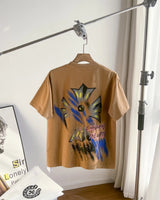 Chrome Hearts T-shirt Heavy Ink Splash Graffiti Print Crew Neck Short Sleeve Pure Cotton Unisex T T-shirt OS Loose Fit T-Shirt Casual Simple Base Shirt