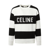 Celine Sweater Knitted Jacquard Striped Crew Neck Sweater Long Sleeve Pullover Thickened Lazy Style OS Loose Fit Unisex Knit Top Jacket Versatile Casual Wearable Inside and Outside