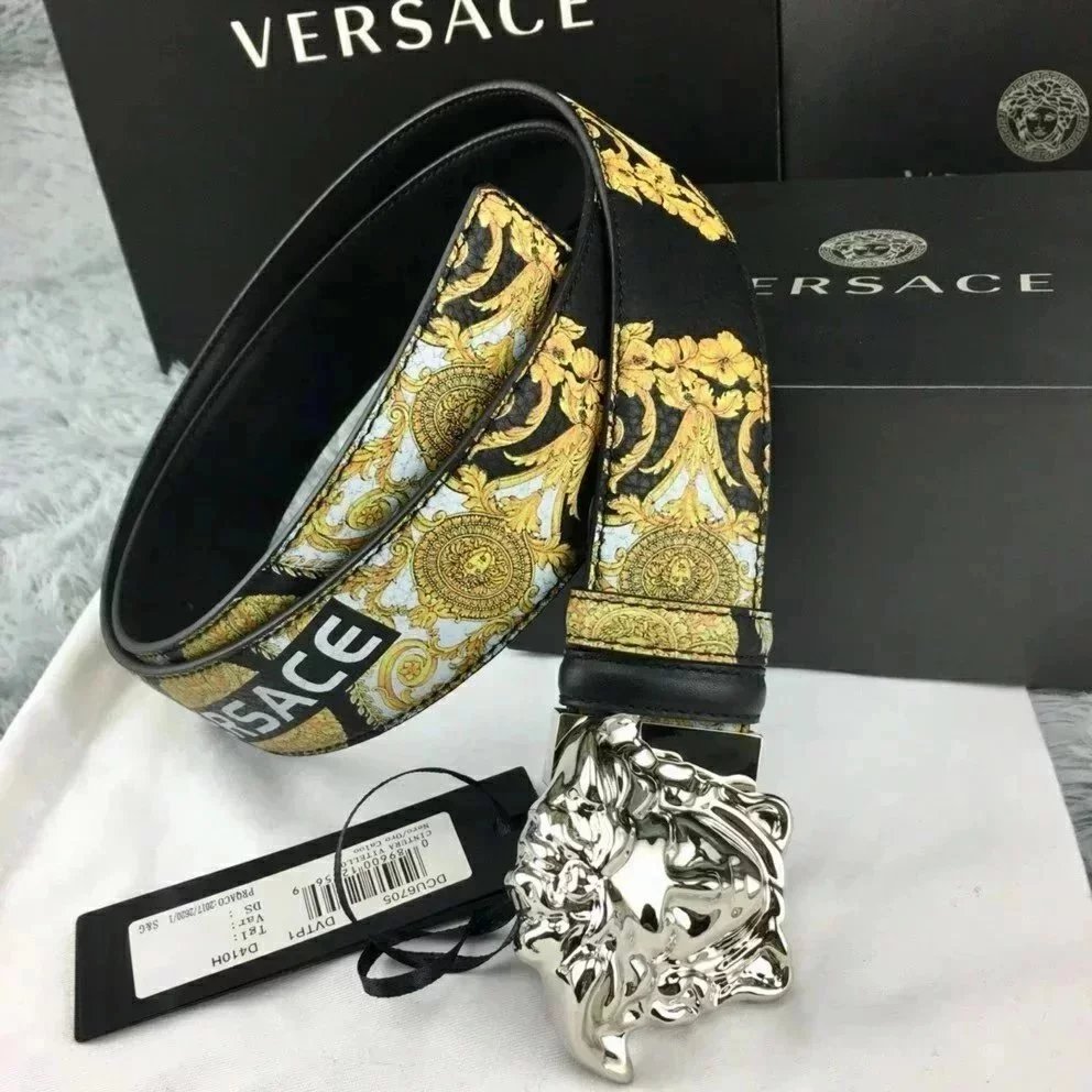 VERSACE Belt Top version Belt Men's Smooth Buckle Casual Fashion Belt