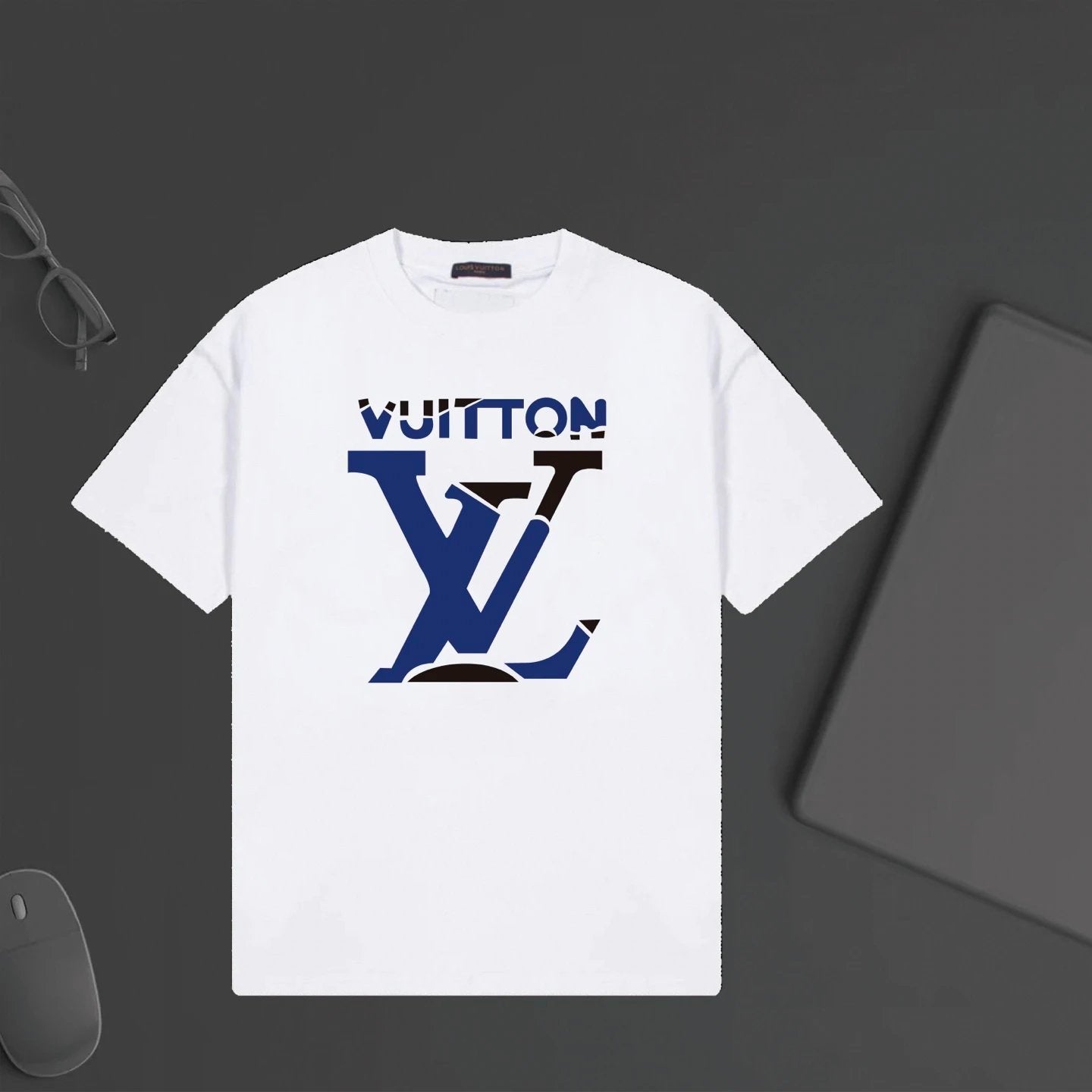 Louis Vuitton LV T-shirt Chest Patchwork Letter Print logo round Neck Short Sleeve25ss New Pure Cotton Unisex Style T T-shirt OS Loose Fit Base Shirt Top Half Sleeve T-Shirt