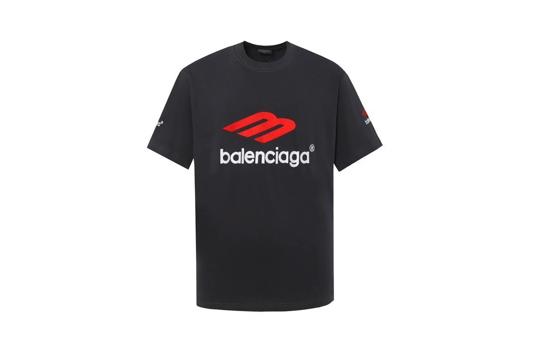 Balenciaga T-shirt M Label LOGO Embroidered Crew Neck Short Sleeve Pure Cotton T Unisex T-Shirt OS Loose Fit Base Shirt Summer New Casual Simple T-Shirt