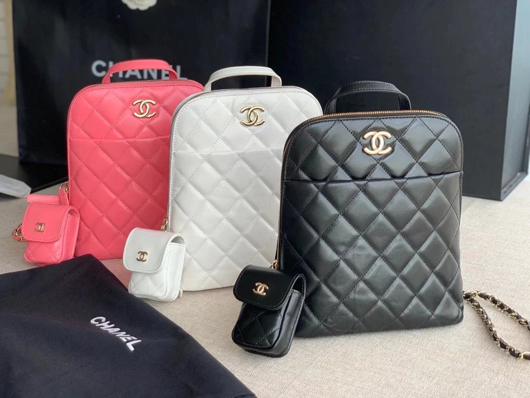 Chanel Backpack Bag Top version 【**Original Factory】Grandma Early Spring New Oil Wax Calfskin Backpack Women's Bags, Schoolbags Comes with Detachable Earphone Bag Mini Purse Car Key Case New Backpack Handbag Hand-Carrying Backpack Women's Bag AS3332