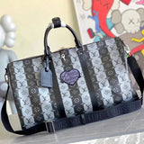Louis Vuitton LV Travel Bag Top version 【Surrogate Shopping-Level Exclusive Customization】M40567Black Flower Striped Travel Bag KEEPA Honeysuckle Stripes LL Luggage Bag50cm Business Trip Shoulder Crossbody Handbag