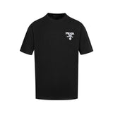 PRADA T-shirt Chest Triangle Mark Embroidery logo round Neck Short Sleeve25ss New Pure Cotton Unisex Style T Casual T-Shirt Base Layer Shirt OS Loose Fit Half Sleeve Top Plus Size