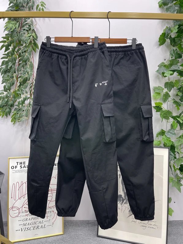 OFF-White Sweatpants Top Version Counter Same Style Pure Cotton Spring and Autumn Pants Men's Casual Sweatpants Loose Track Pants Fashionable Trousers