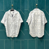 Louis Vuitton LV Shirt Allover Arabic Pattern Print logo Shijia Turn-down Collar Short Sleeve Shirt Unisex Versatile Business Casual Slim Fit Jacket