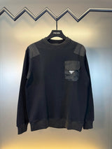 PRADA Hoodie Classic Metal Triangle Pocket logo Round Neck Sweatshirt Long Sleeve Base Shirt Jacket Top Fashion Unisex Sports Casual Loose Fit Versatile Autumn Winter New Arrival