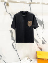 Louis Vuitton LV T-shirt Leather Pocket with Metal Lettering on Chest logo round Neck Short Sleeve25ss New pure cotton T Unisex T-Shirt OS Drop Shoulder Loose Fit Base Shirt Top T-Shirt Short Sleeve