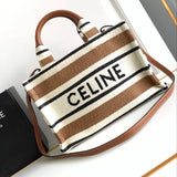 Celine women's bag Top version 【Super Original Leather】New Product cabas Summer Canvas Fabric Beach Bag Towel Series Tote Bag Denim Denim Small Size Tote Bag Large Shopping Bag Mummy Bag Brown Embossed Arc De Triomphe logo New tote Bag199162196762